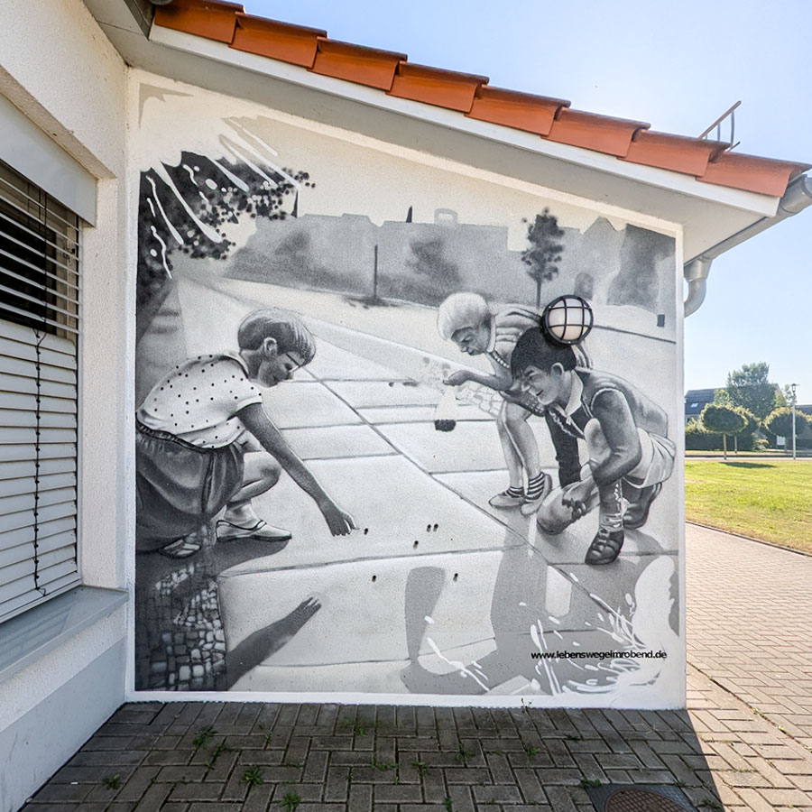 Stadt Viersen - Lebenswege im Robend - Projekt Station Graffiti Murmelspiel Kindergarten